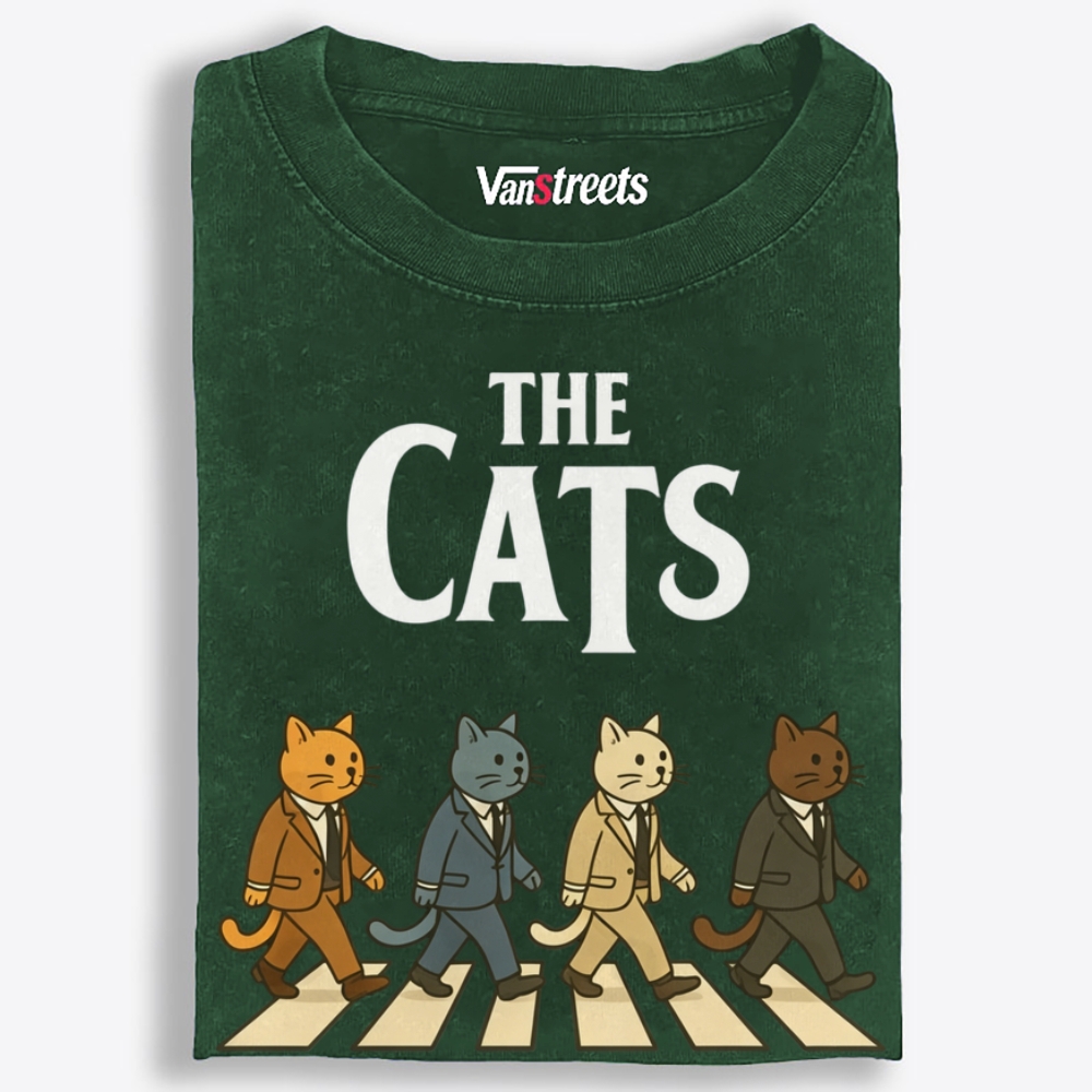 The Cats Retro Washed T-Shirt | 100% Cotton | Streetwear Essential