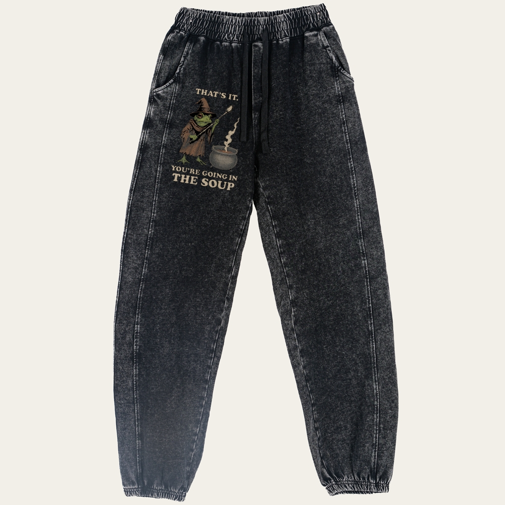 Witchy Frog Soup Threat Retro Washed Pants