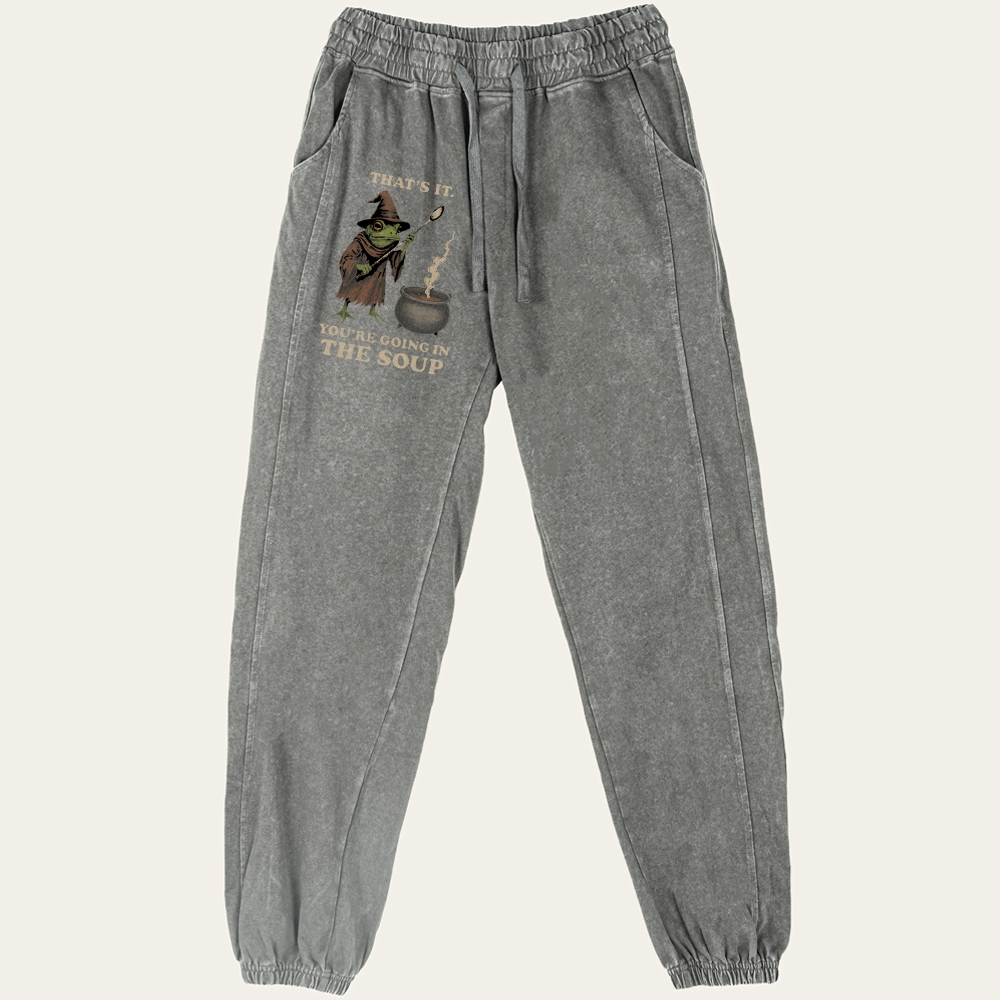 Witchy Frog Soup Threat Retro Washed Pants