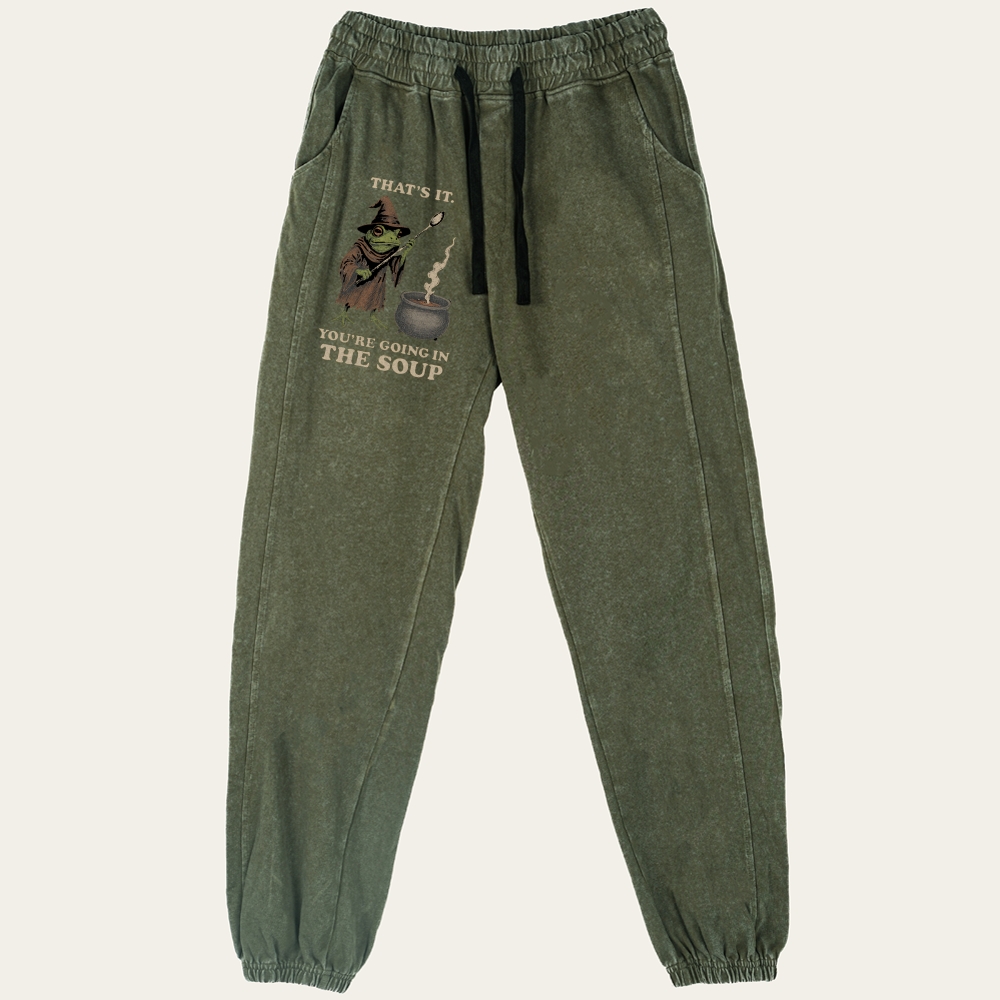 Witchy Frog Soup Threat Retro Washed Pants