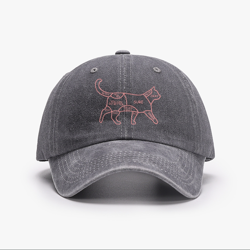 Cat Petting Zone Map Retro Washed Baseball Cap