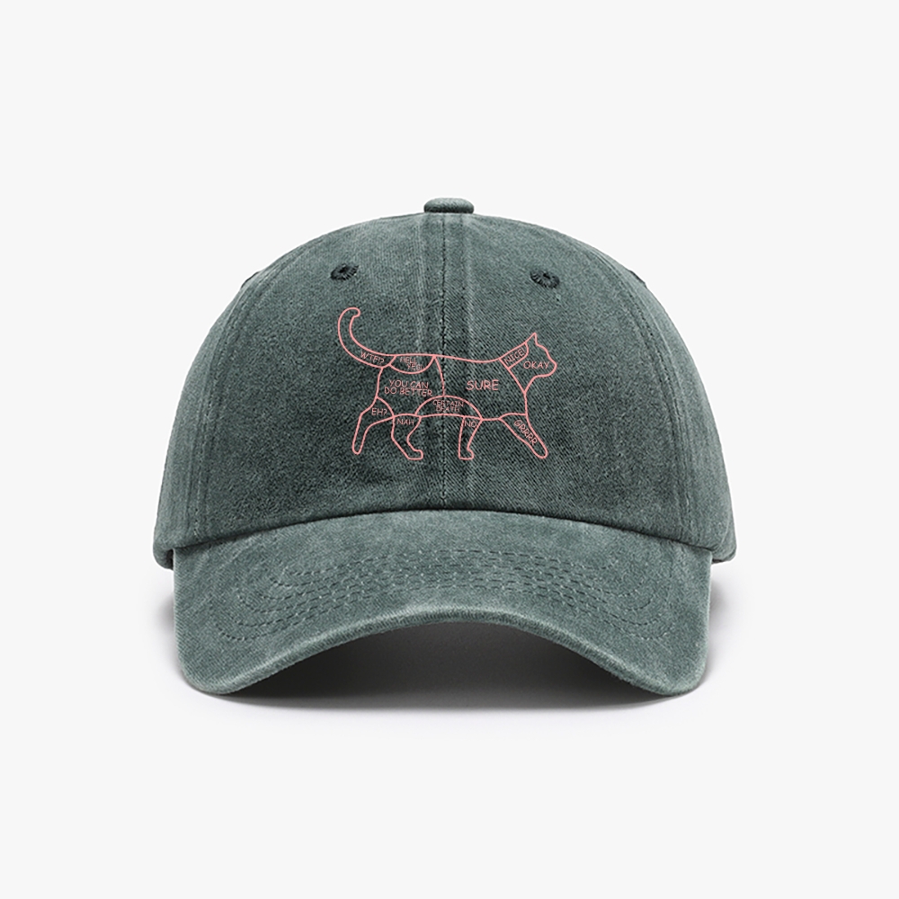 Cat Petting Zone Map Retro Washed Baseball Cap