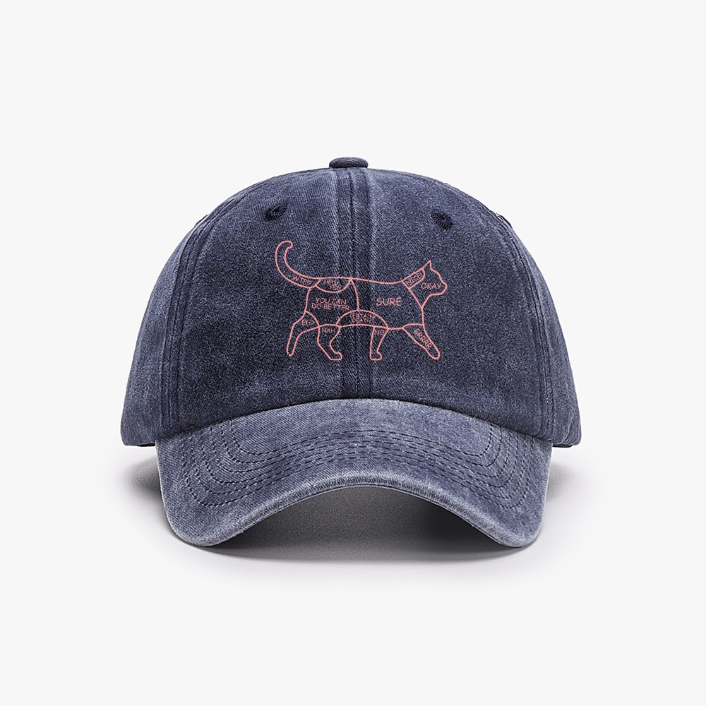 Cat Petting Zone Map Retro Washed Baseball Cap