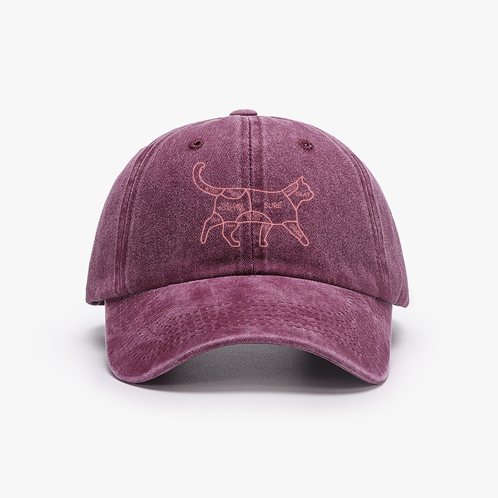 Cat Petting Zone Map Retro Washed Baseball Cap