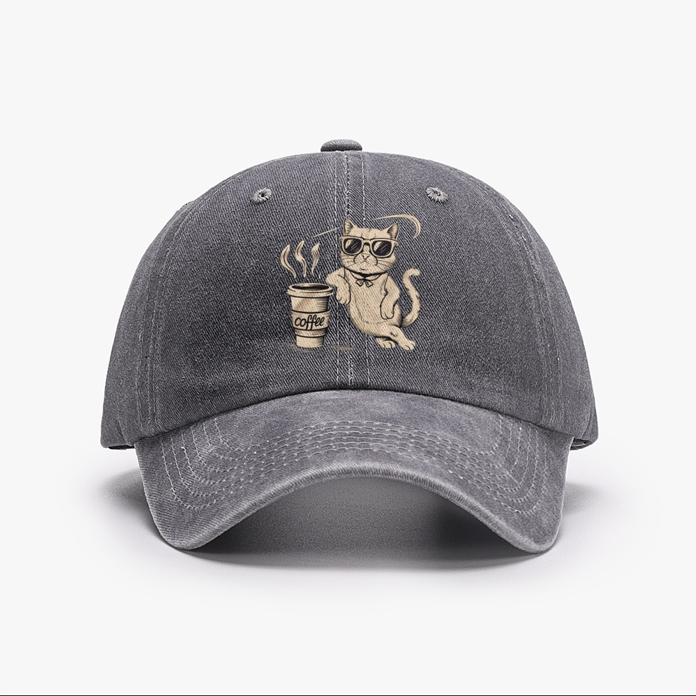 I'm Not A Morning Person Cat Retro Washed Baseball Cap