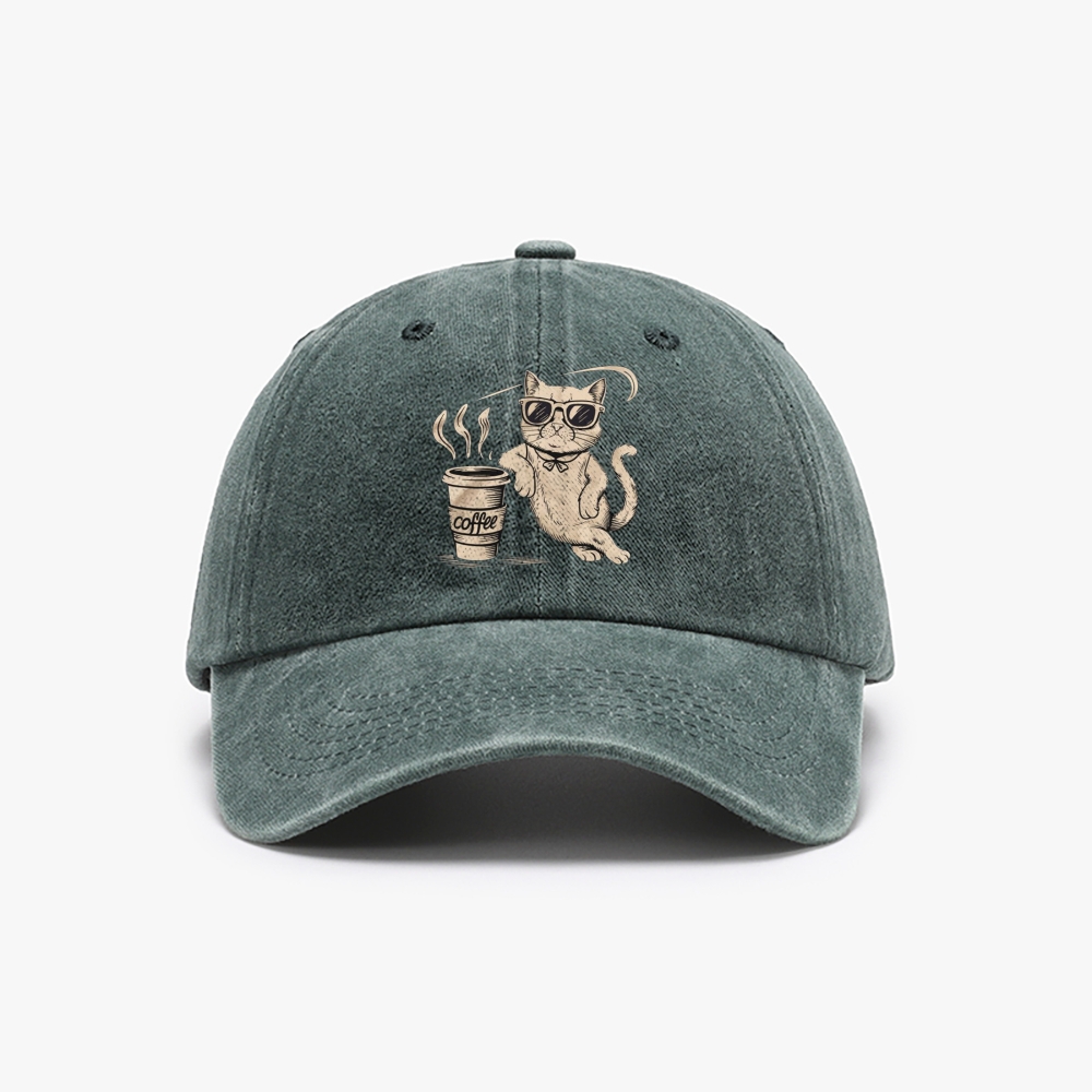 I'm Not A Morning Person Cat Retro Washed Baseball Cap