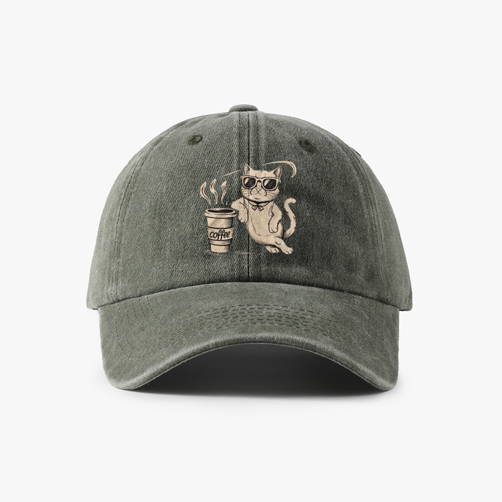I'm Not A Morning Person Cat Retro Washed Baseball Cap