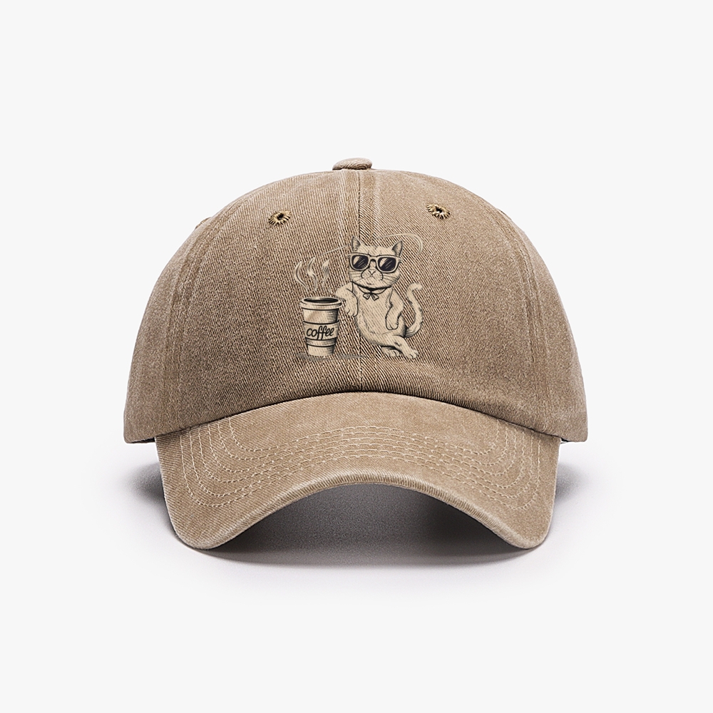 I'm Not A Morning Person Cat Retro Washed Baseball Cap