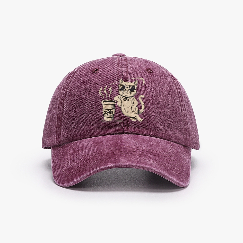 I'm Not A Morning Person Cat Retro Washed Baseball Cap