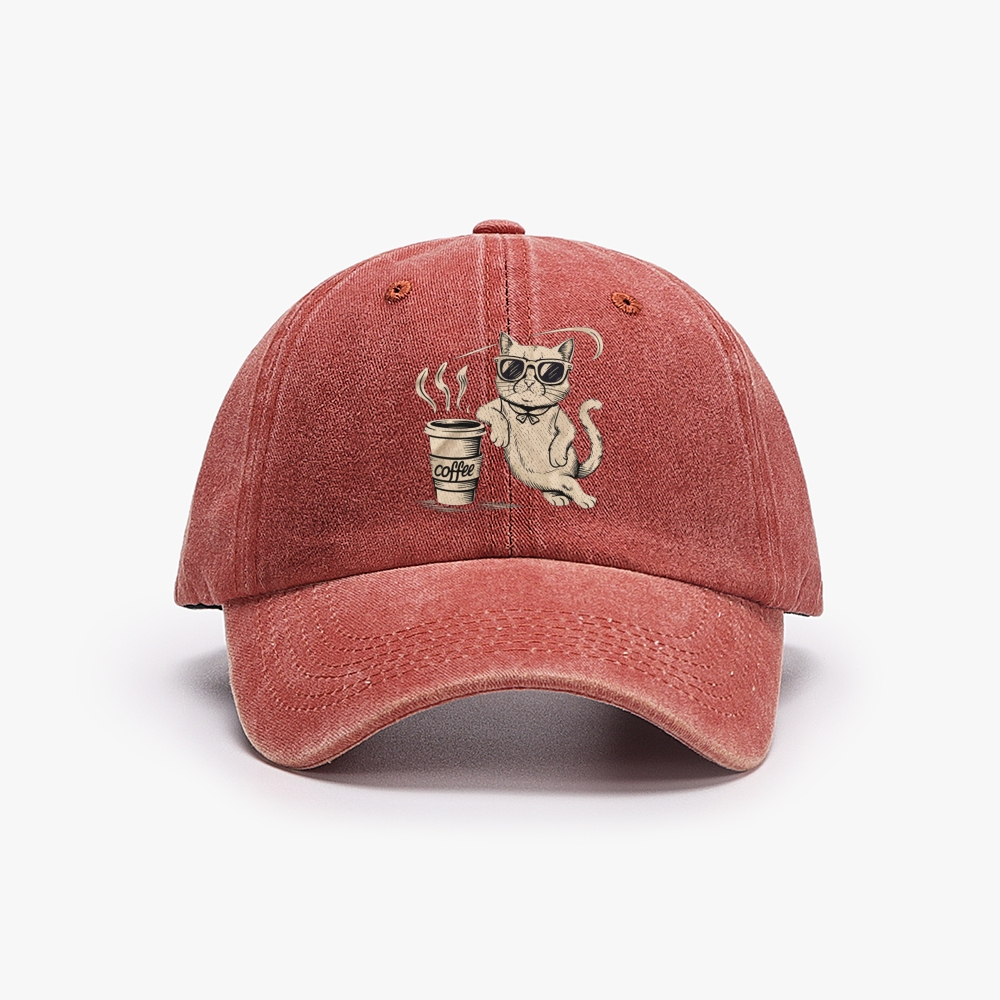 I'm Not A Morning Person Cat Retro Washed Baseball Cap