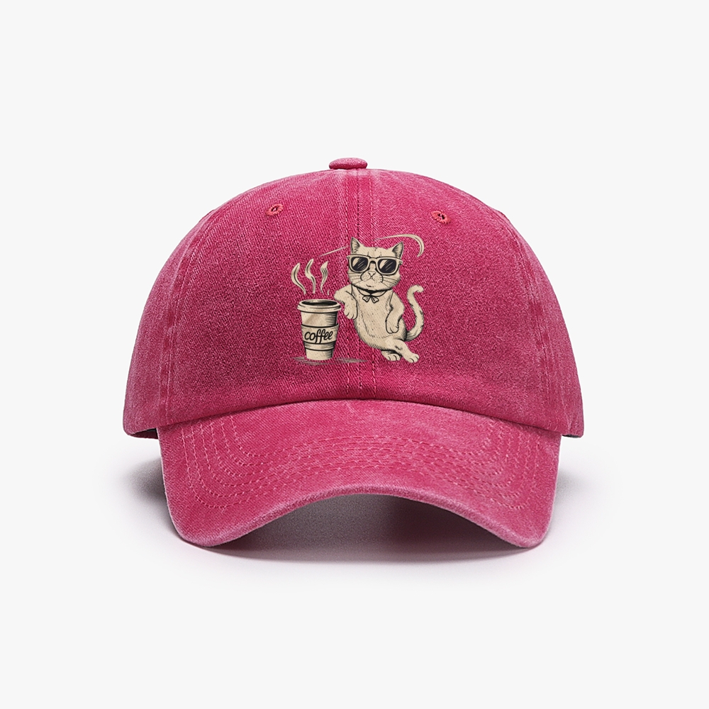 I'm Not A Morning Person Cat Retro Washed Baseball Cap