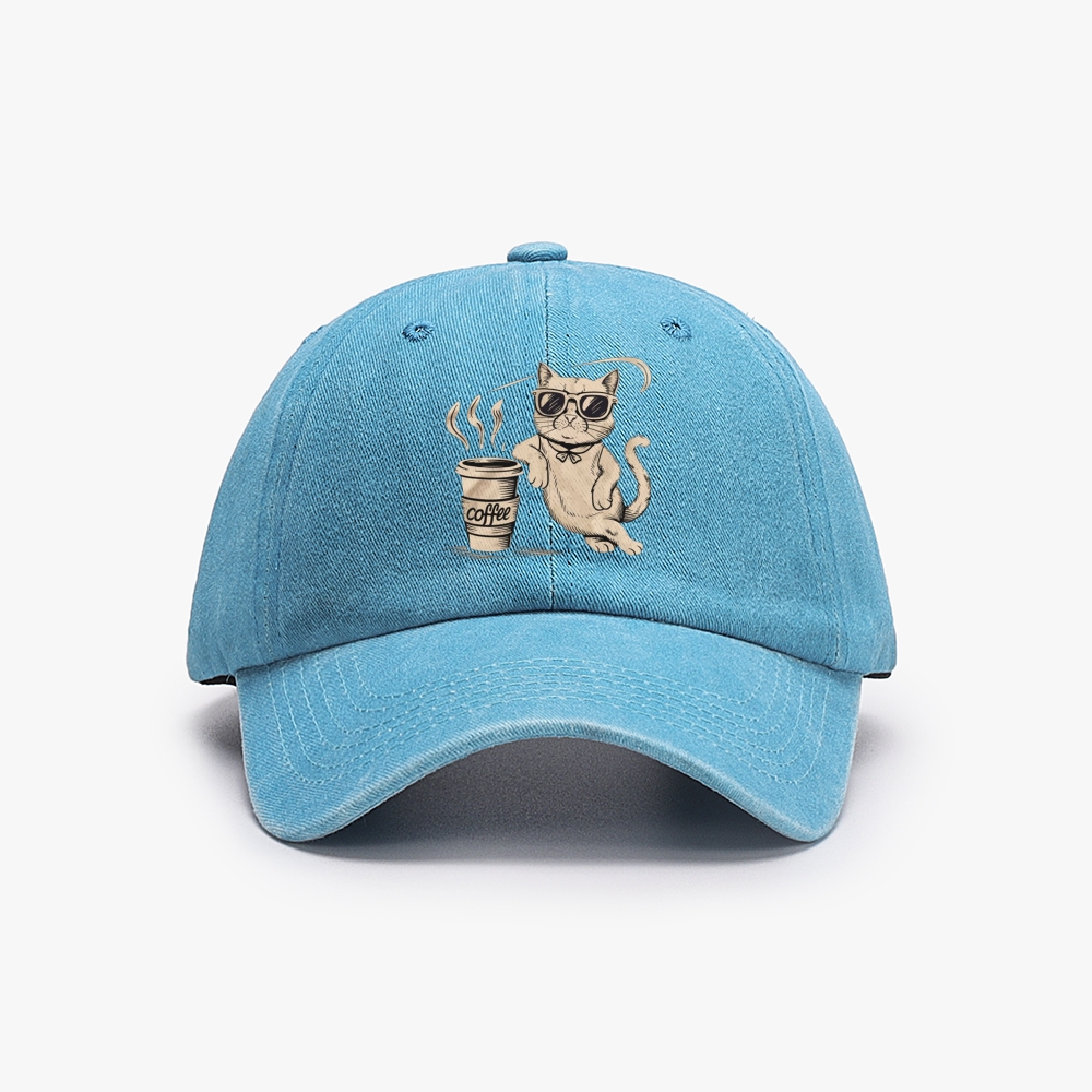 I'm Not A Morning Person Cat Retro Washed Baseball Cap