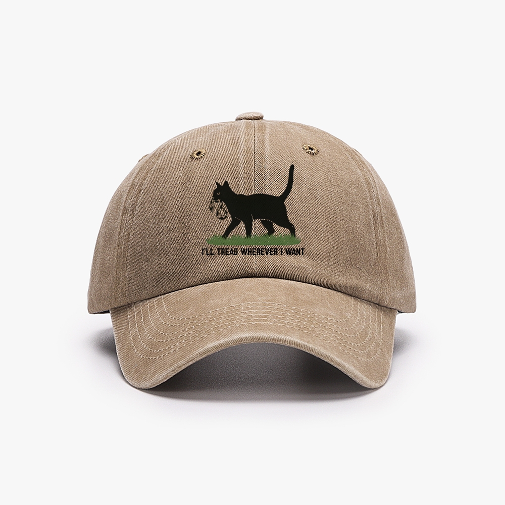 Black Cat vs Snake "I'll Tread Wherever I Want" Retro Washed Baseball Cap