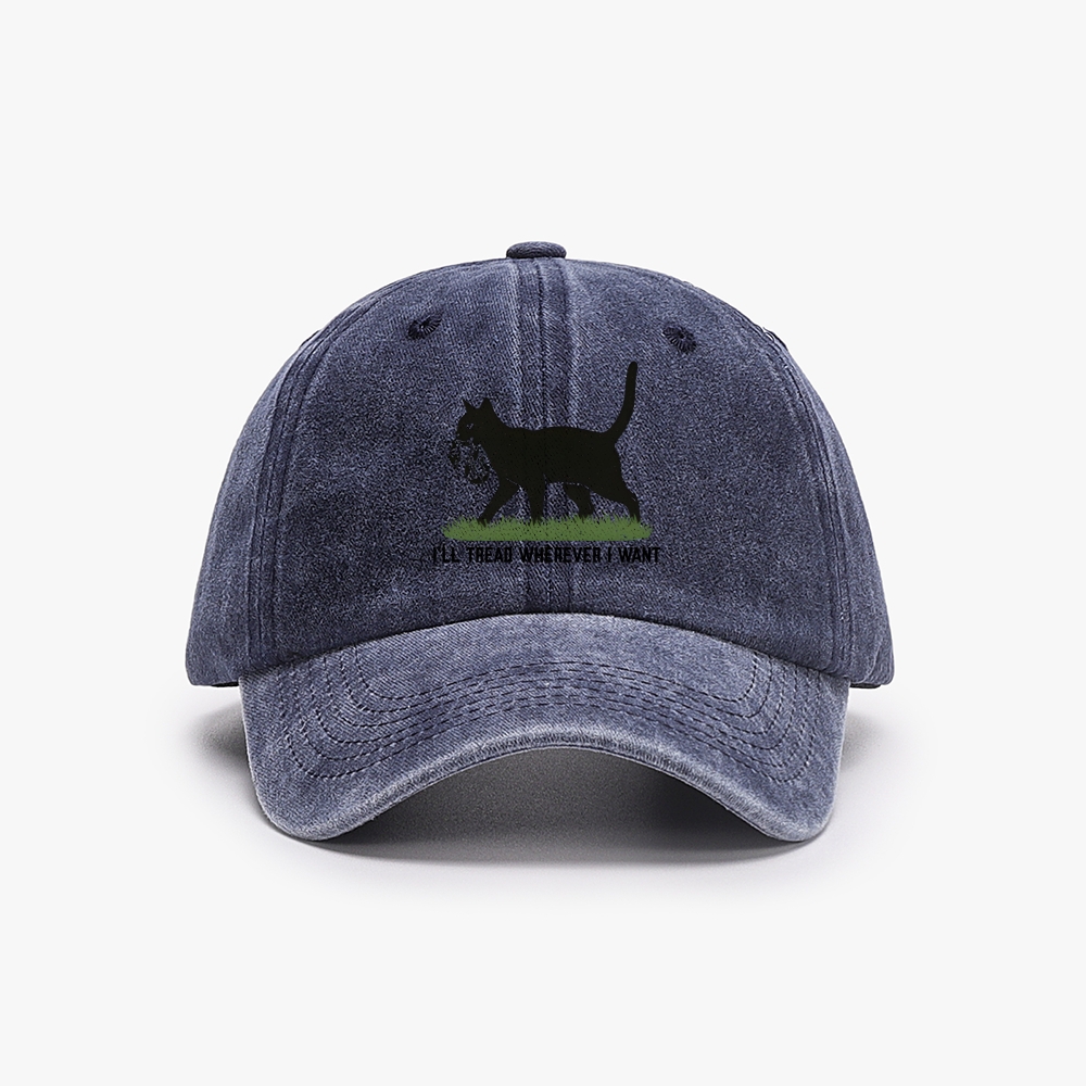 Black Cat vs Snake "I'll Tread Wherever I Want" Retro Washed Baseball Cap