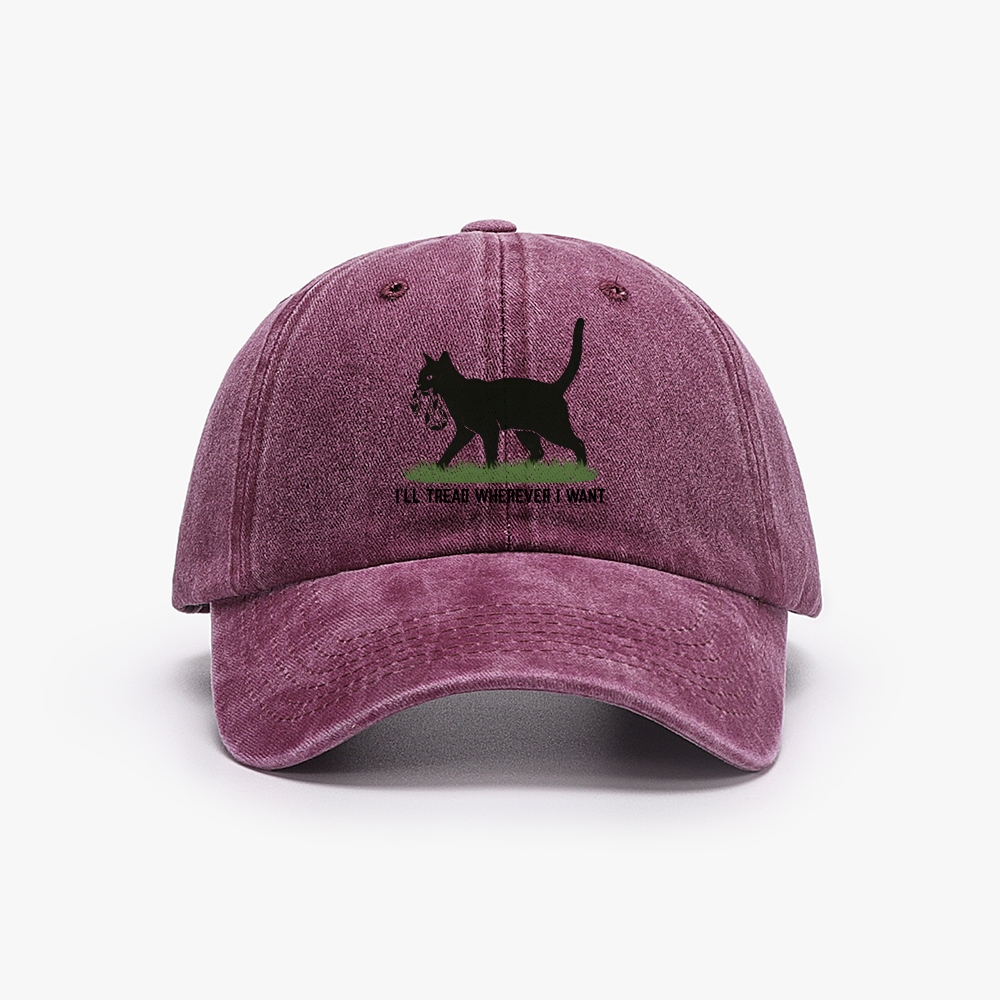 Black Cat vs Snake "I'll Tread Wherever I Want" Retro Washed Baseball Cap