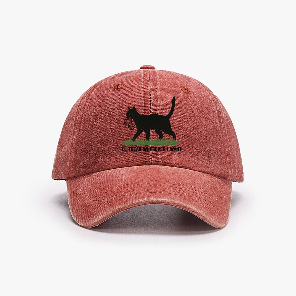 Black Cat vs Snake "I'll Tread Wherever I Want" Retro Washed Baseball Cap