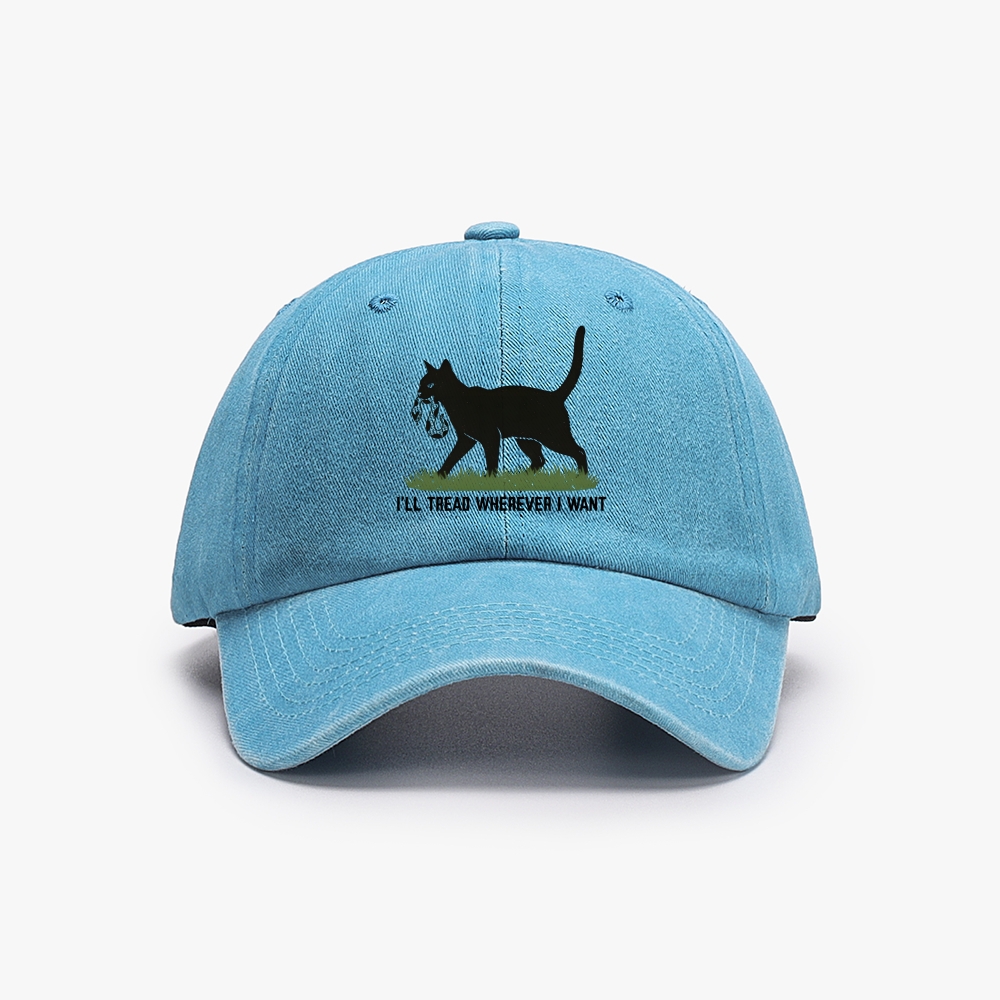 Black Cat vs Snake "I'll Tread Wherever I Want" Retro Washed Baseball Cap