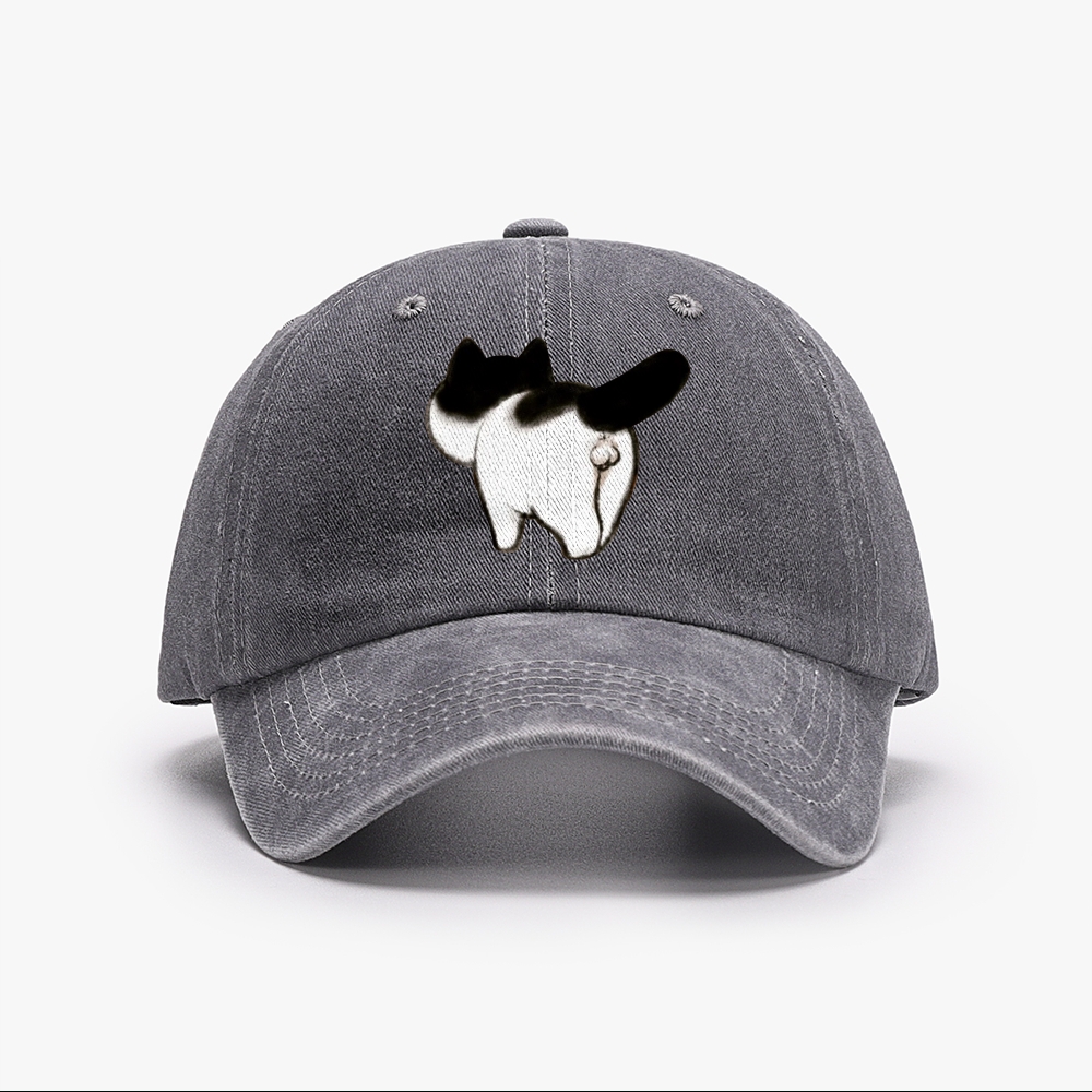 Cow Cat Butt Retro Washed Baseball Cap
