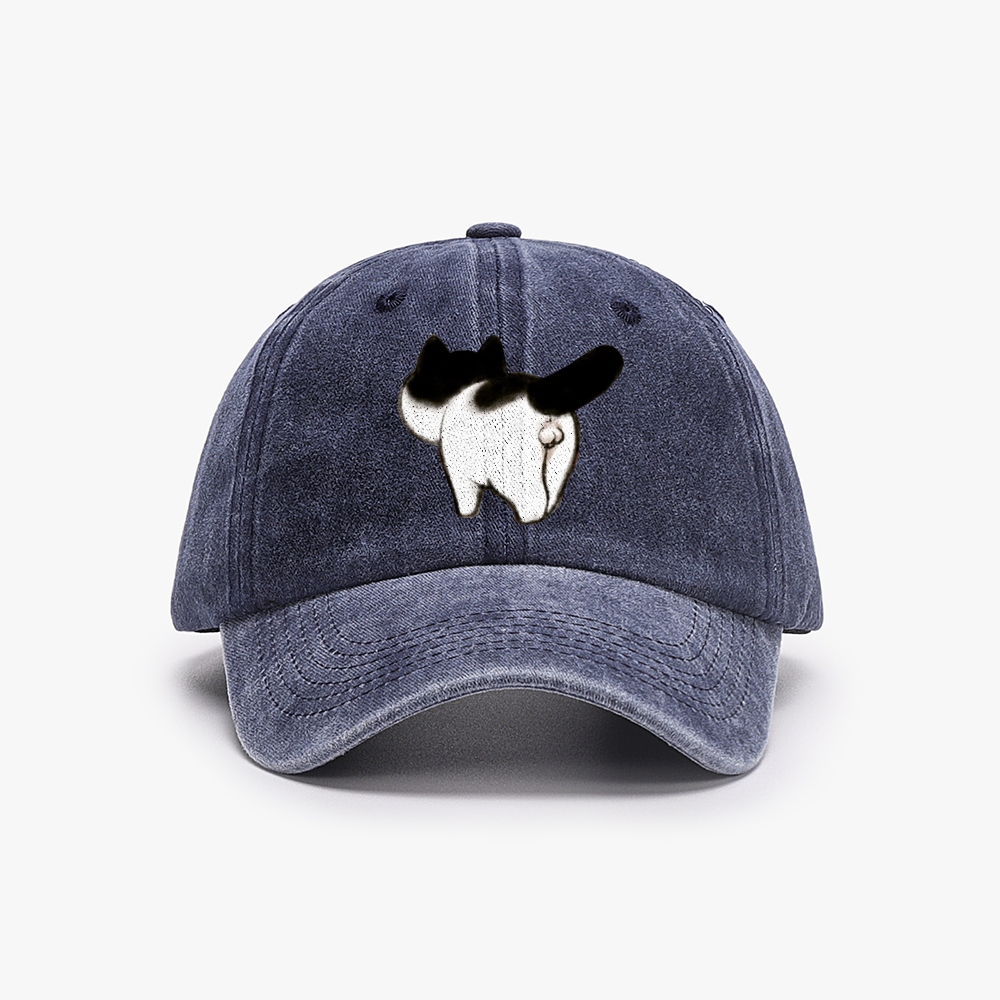 Cow Cat Butt Retro Washed Baseball Cap