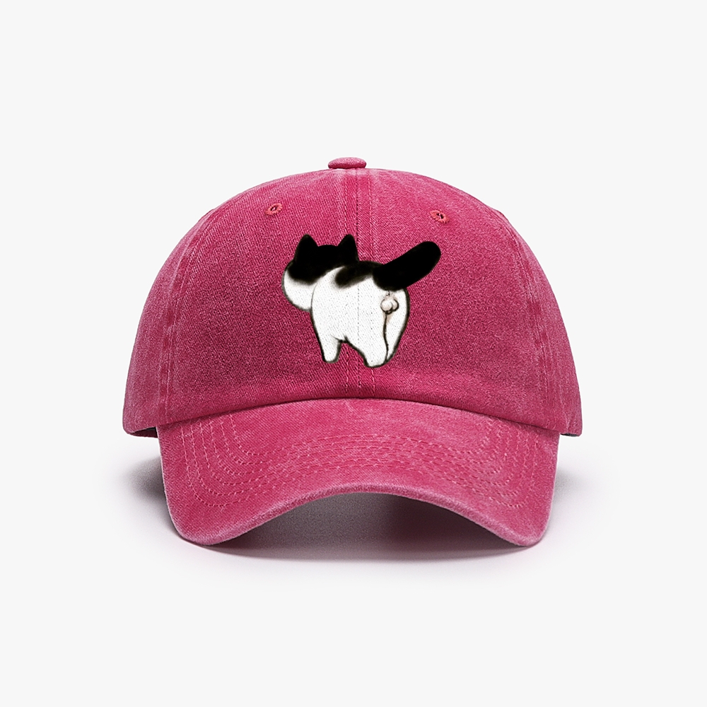 Cow Cat Butt Retro Washed Baseball Cap