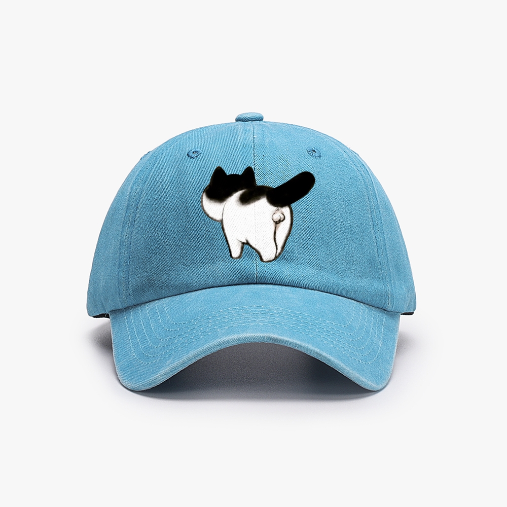 Cow Cat Butt Retro Washed Baseball Cap