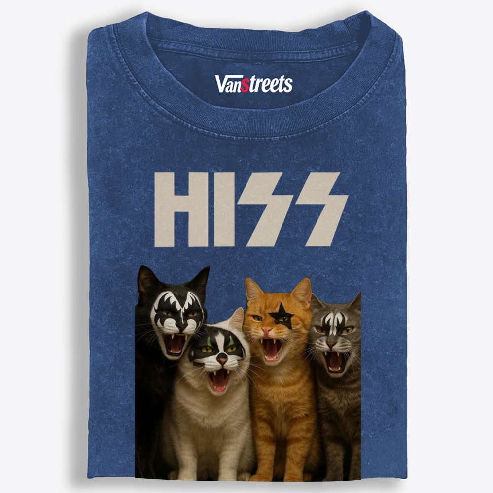 HISS Cats Rock Band Vintage Graphic Washed T-Shirt | 100% Cotton | Streetwear Essential
