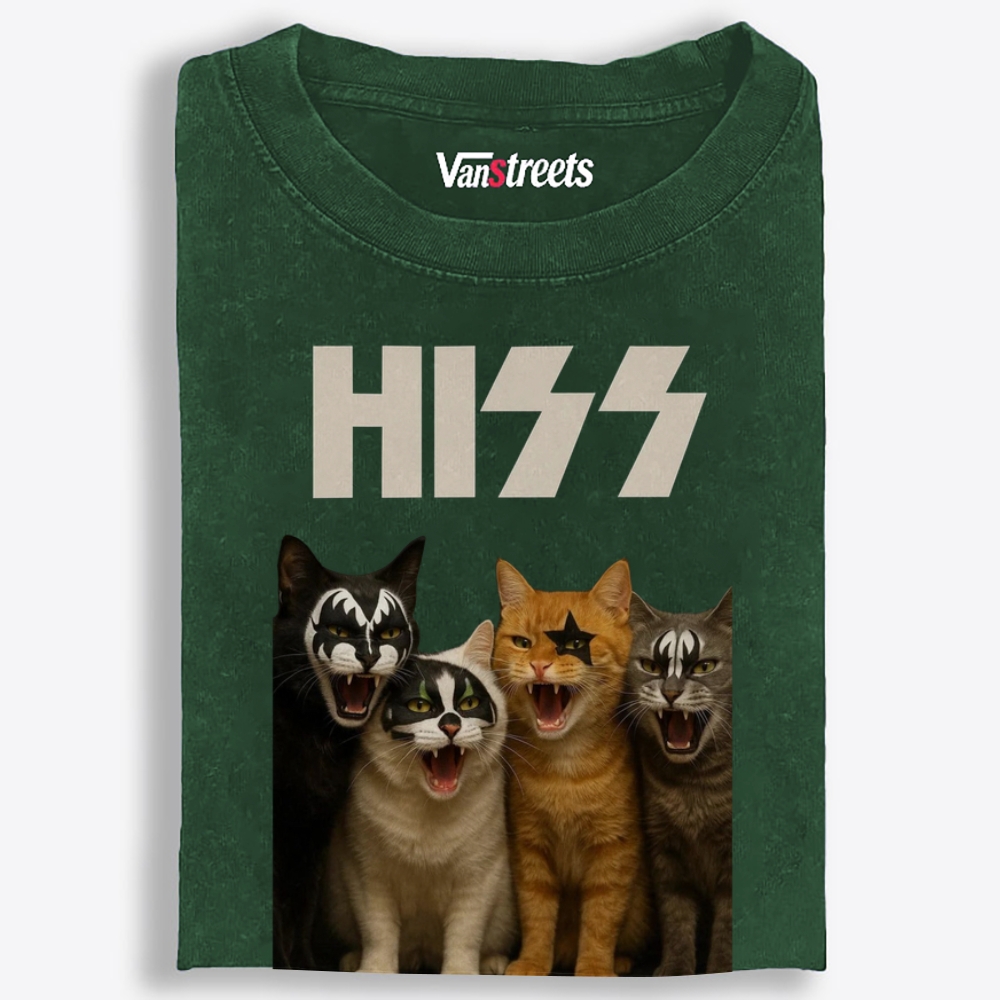 HISS Cats Rock Band Vintage Graphic Washed T-Shirt | 100% Cotton | Streetwear Essential