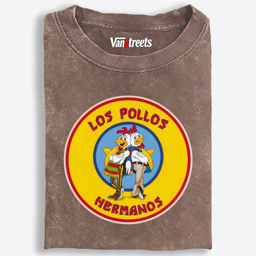 Los Pollos Hermanos Breaking Bad Retro Washed T-Shirt | 100% Cotton | Streetwear Essential