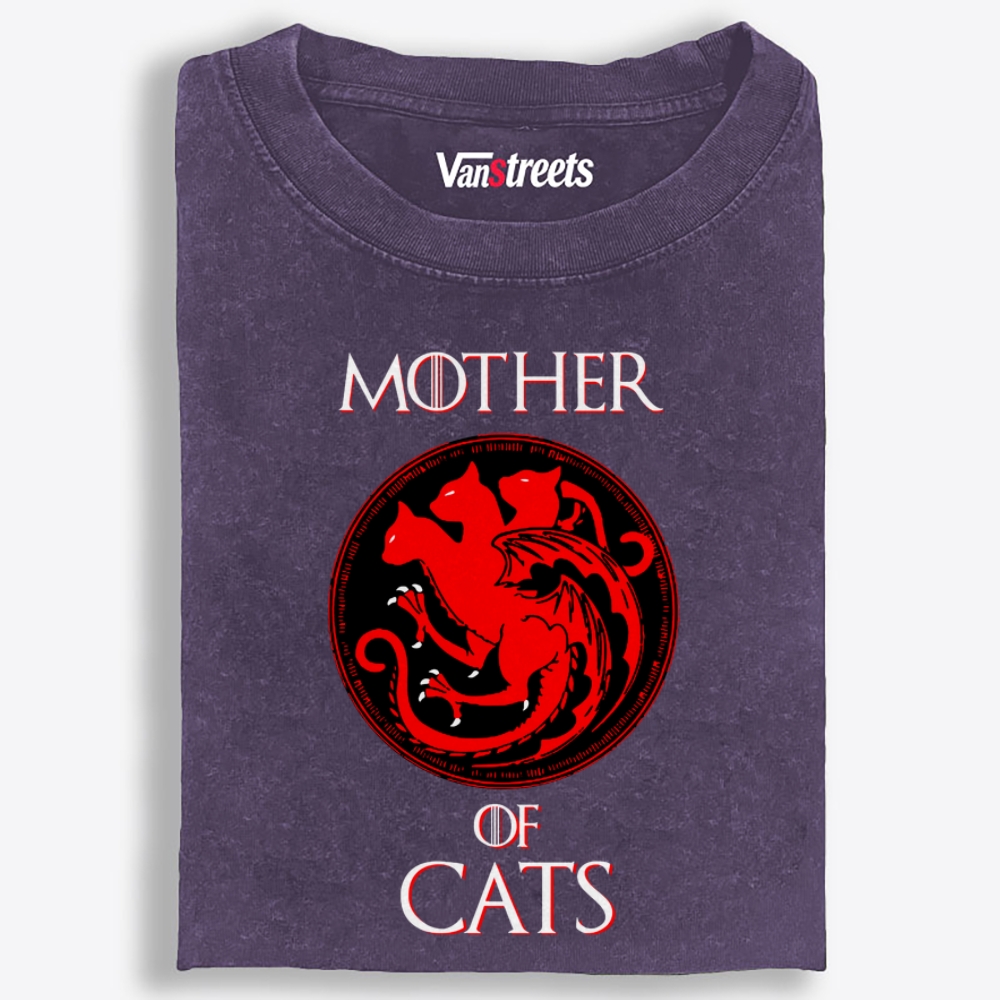 Mother of Cats Game of Thrones Parody Retro Washed T-Shirt | 100% Cotton | Streetwear Essential
