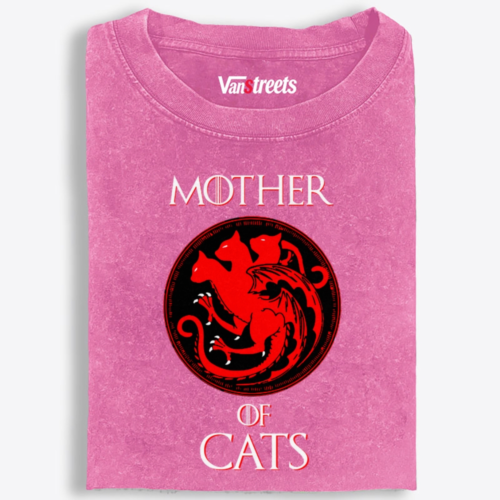 Mother of Cats Game of Thrones Parody Retro Washed T-Shirt | 100% Cotton | Streetwear Essential