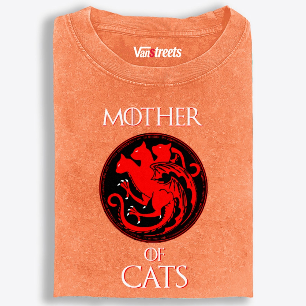 Mother of Cats Game of Thrones Parody Retro Washed T-Shirt | 100% Cotton | Streetwear Essential