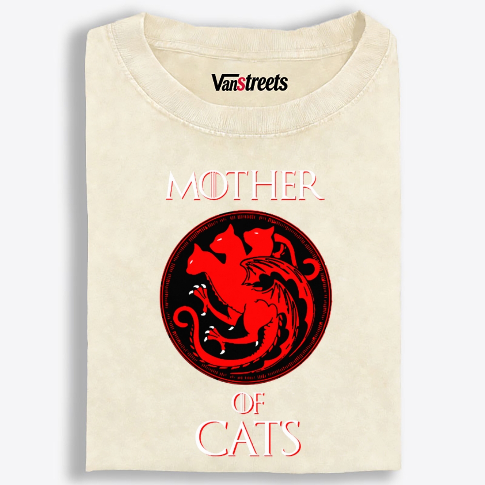 Mother of Cats Game of Thrones Parody Retro Washed T-Shirt | 100% Cotton | Streetwear Essential