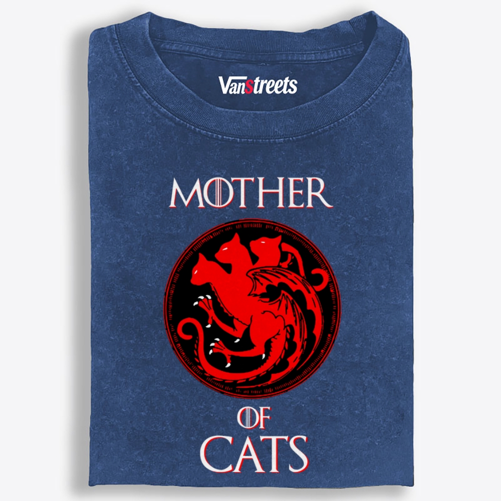Mother of Cats Game of Thrones Parody Retro Washed T-Shirt | 100% Cotton | Streetwear Essential