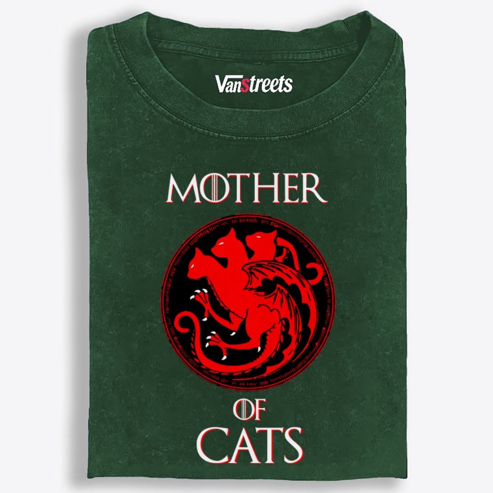 Mother of Cats Game of Thrones Parody Retro Washed T-Shirt | 100% Cotton | Streetwear Essential