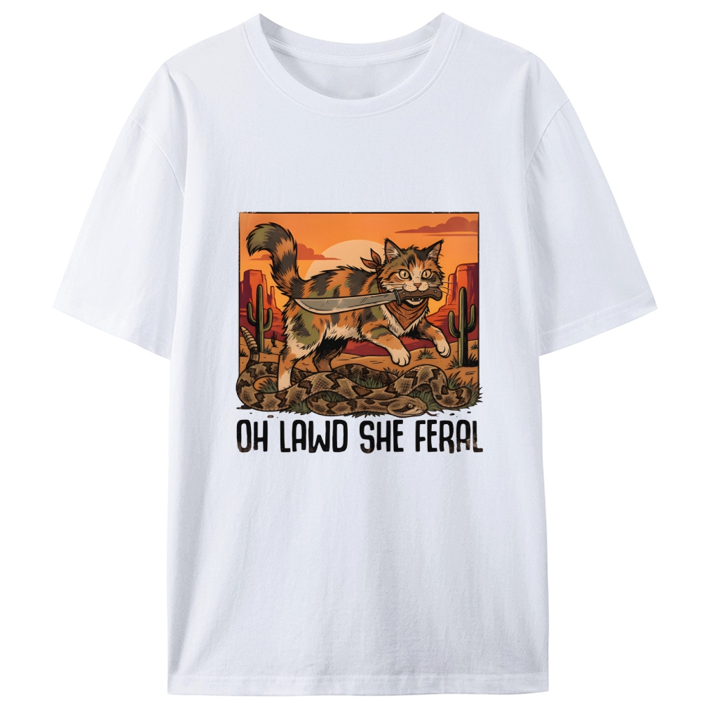 Oh Lawd She Feral Retro Designed for Women - Slim Fit Cotton Tee