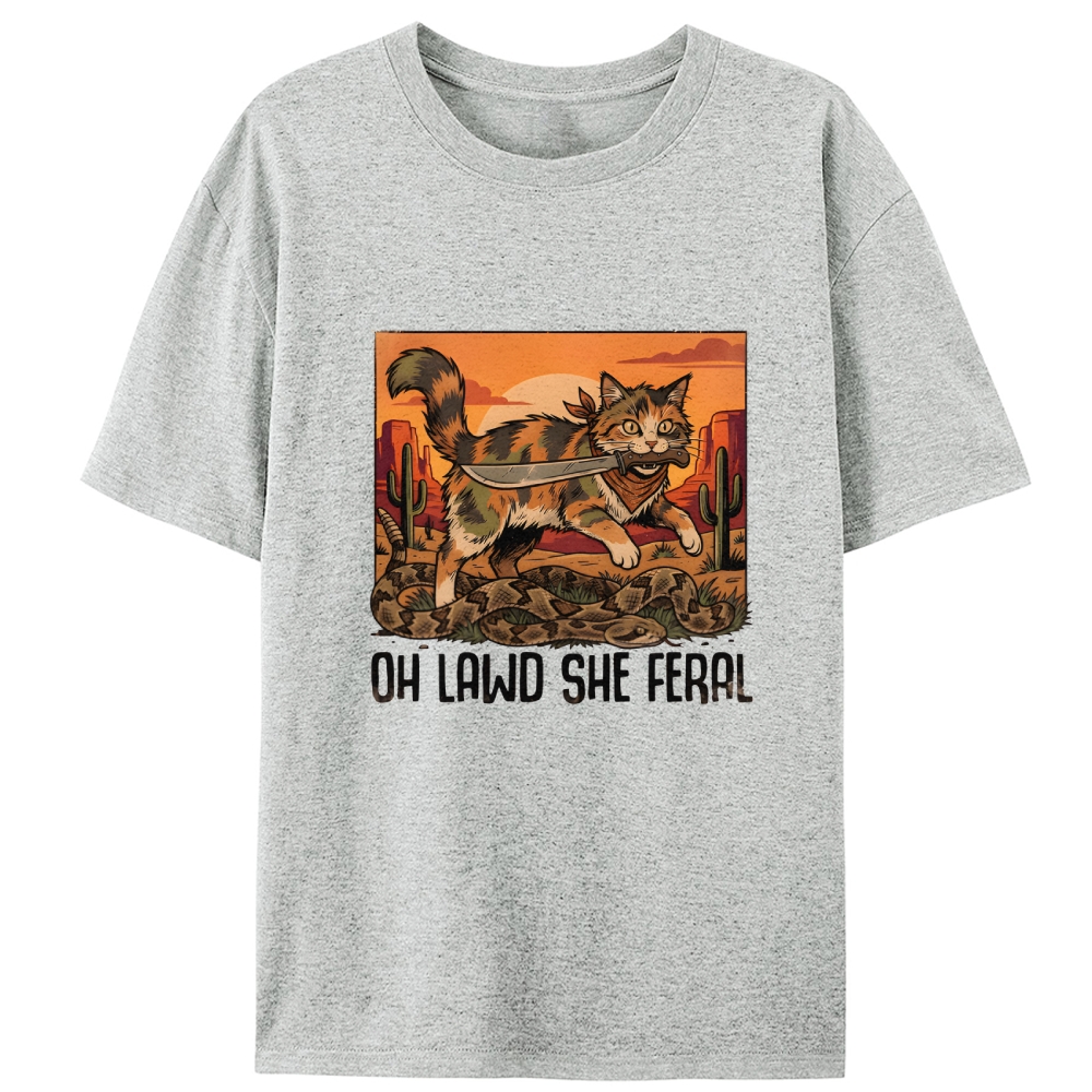 Oh Lawd She Feral Retro Designed for Women - Slim Fit Cotton Tee