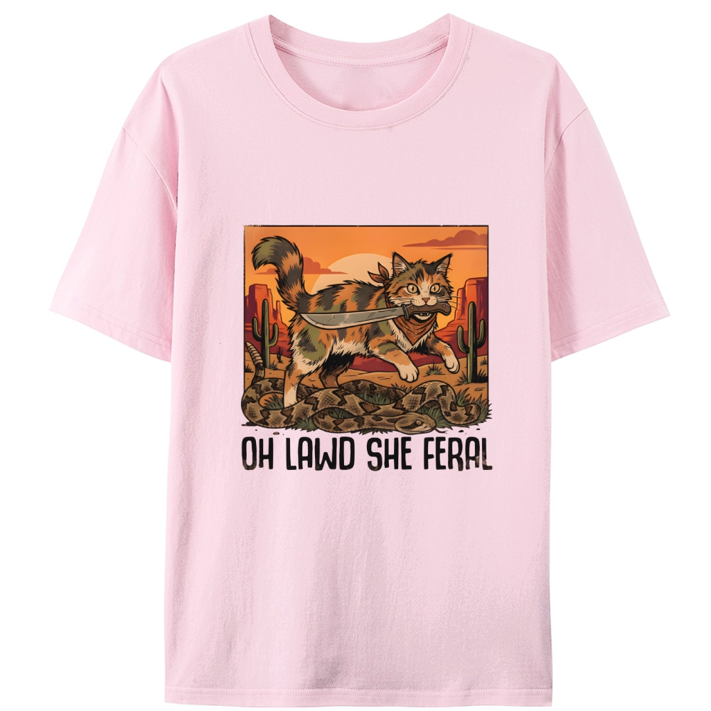 Oh Lawd She Feral Retro Designed for Women - Slim Fit Cotton Tee