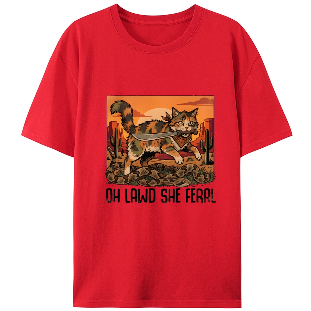 Oh Lawd She Feral Retro Designed for Women - Slim Fit Cotton Tee