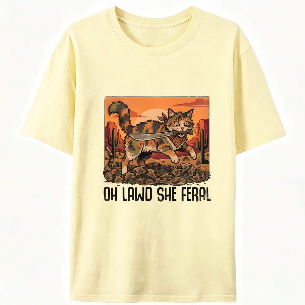 Oh Lawd She Feral Retro Designed for Women - Slim Fit Cotton Tee