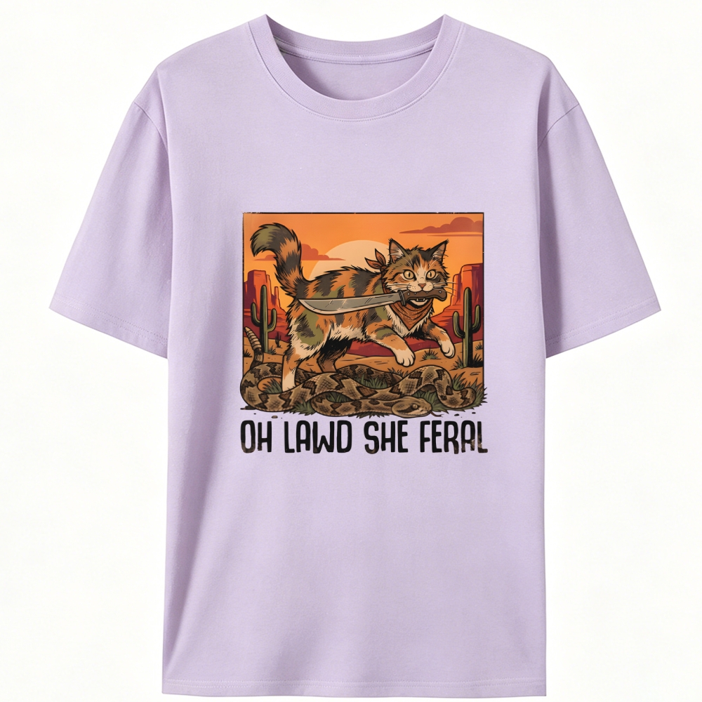 Oh Lawd She Feral Retro Designed for Women - Slim Fit Cotton Tee