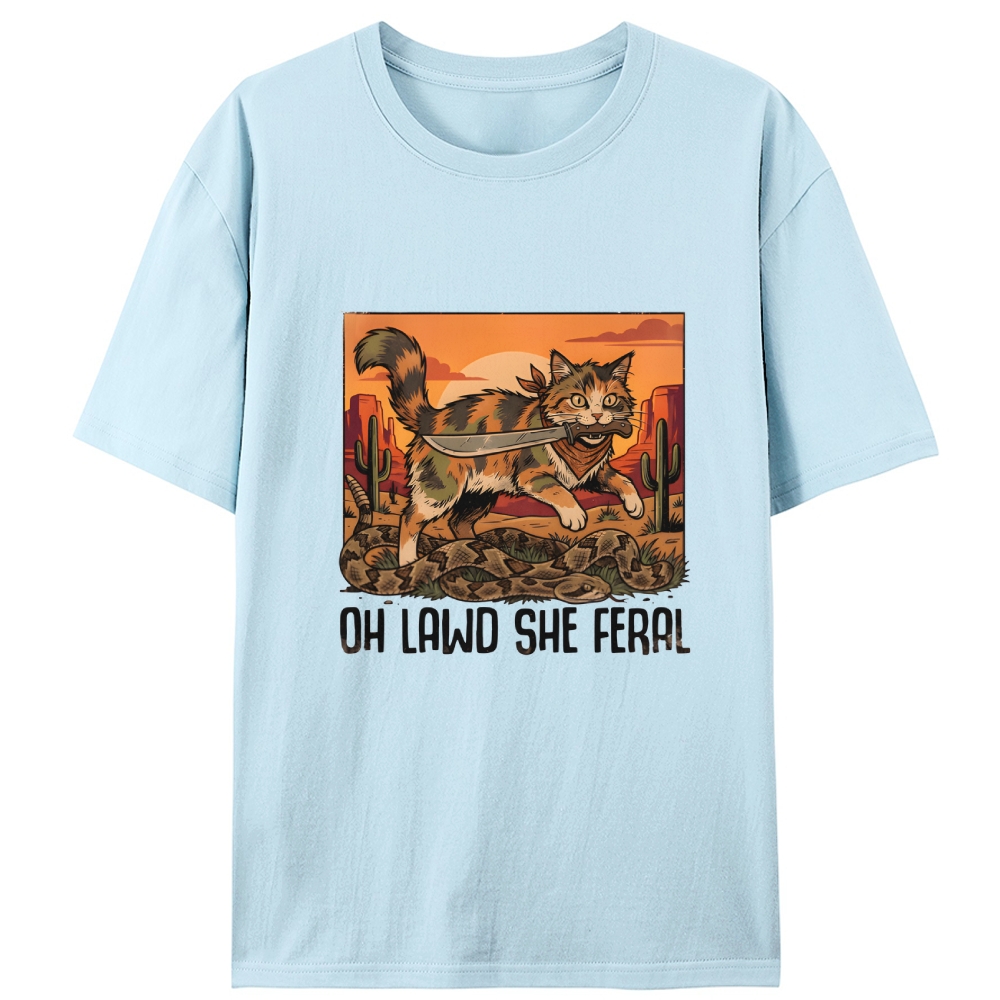Oh Lawd She Feral Retro Designed for Women - Slim Fit Cotton Tee