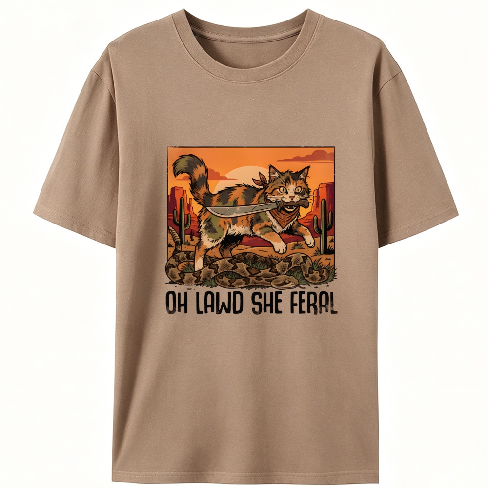 Oh Lawd She Feral Retro Designed for Women - Slim Fit Cotton Tee
