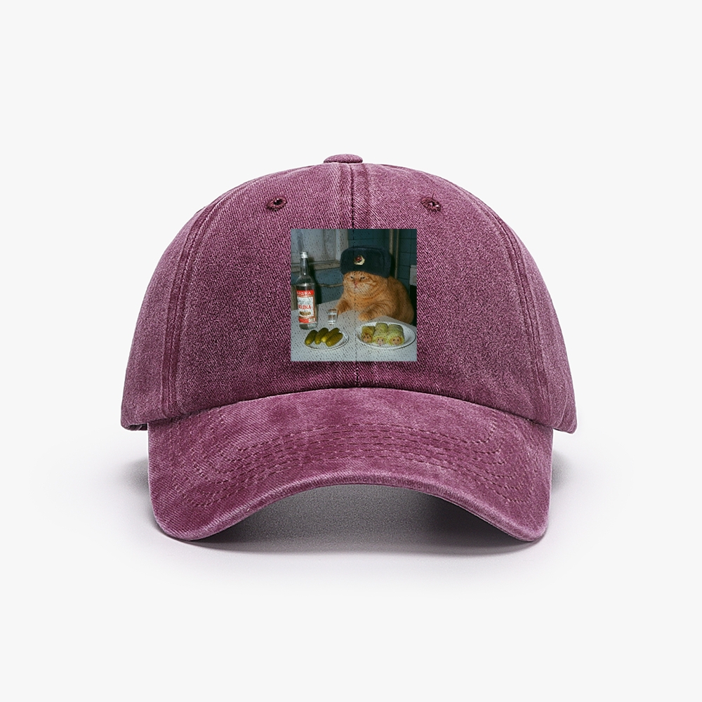 Russian Vodka Cat Retro Washed Baseball Cap