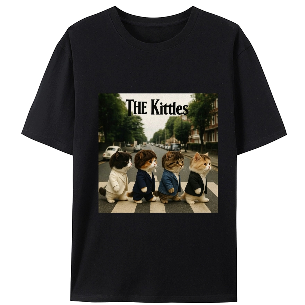 The Kittles Suit Cat Beatles Parody Retro Designed for Women - Slim Fit Cotton Tee