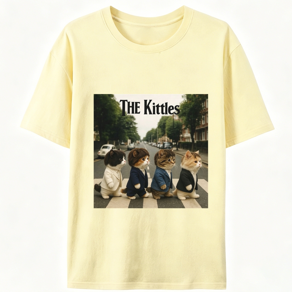 The Kittles Suit Cat Beatles Parody Retro Designed for Women - Slim Fit Cotton Tee