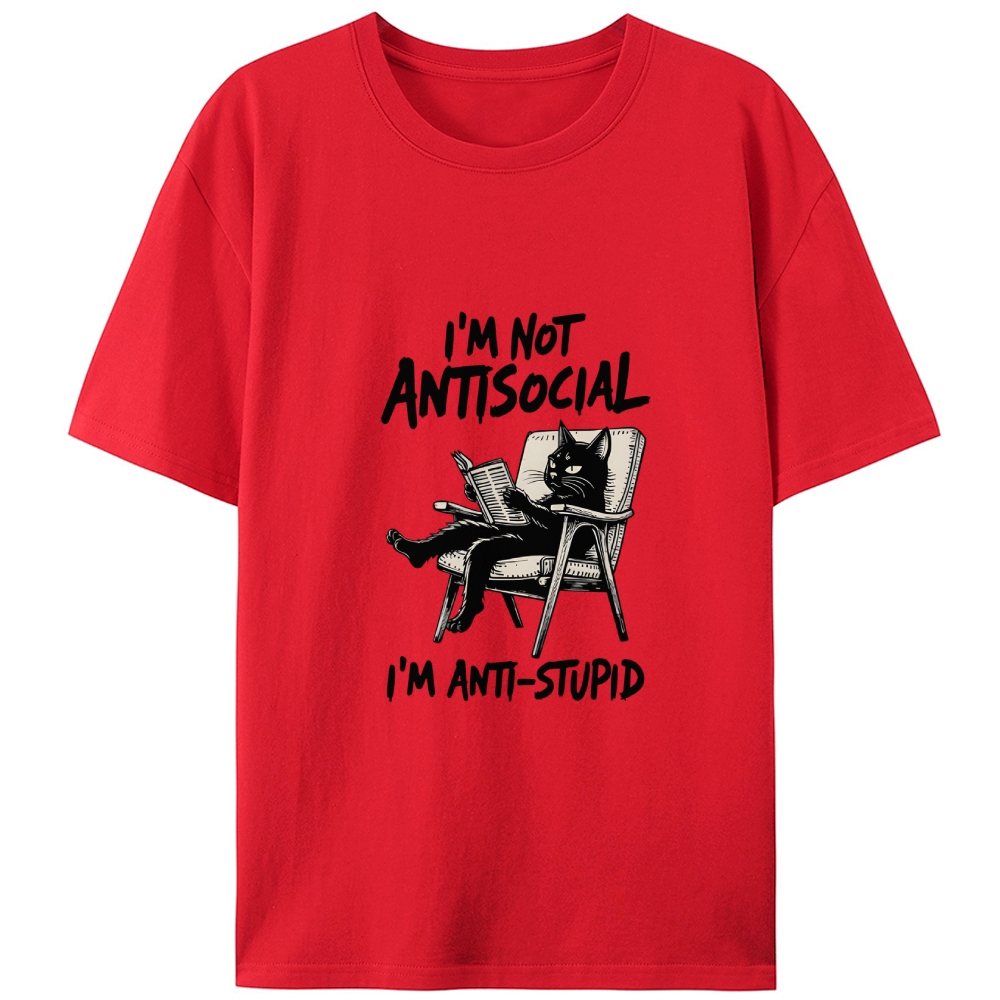 Grumpy Reading Cat Hate Nonsense Retro Designed for Women - Slim Fit Cotton Tee