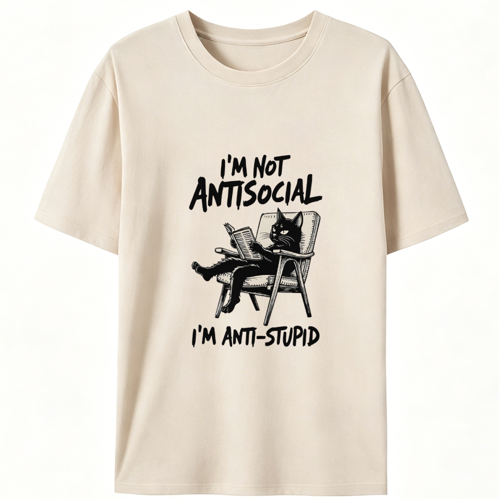 Grumpy Reading Cat Hate Nonsense Retro Designed for Women - Slim Fit Cotton Tee