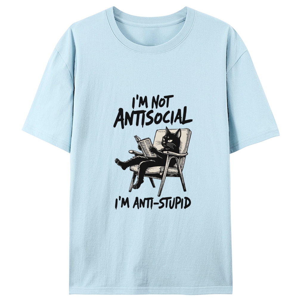 Grumpy Reading Cat Hate Nonsense Retro Designed for Women - Slim Fit Cotton Tee