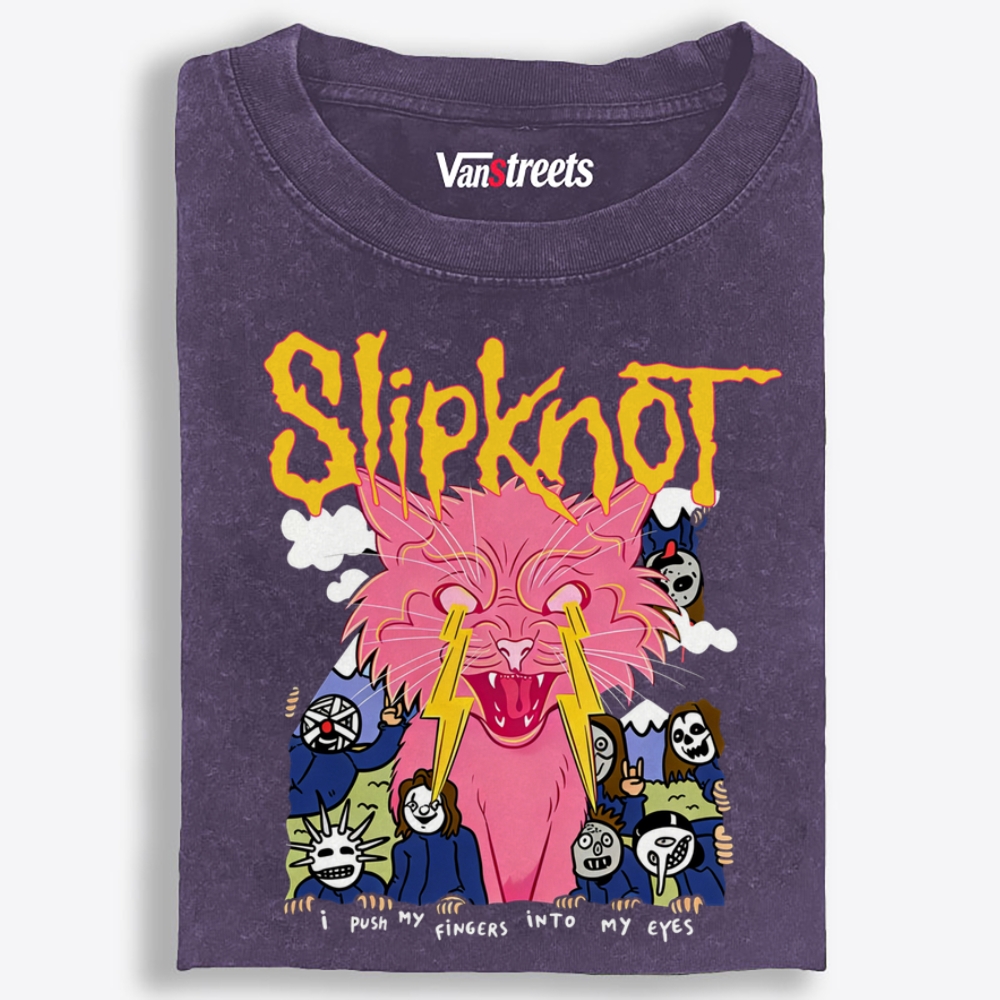Slipknot Lightning Cat Parody Retro Washed T-Shirt | 100% Cotton | Streetwear Essential