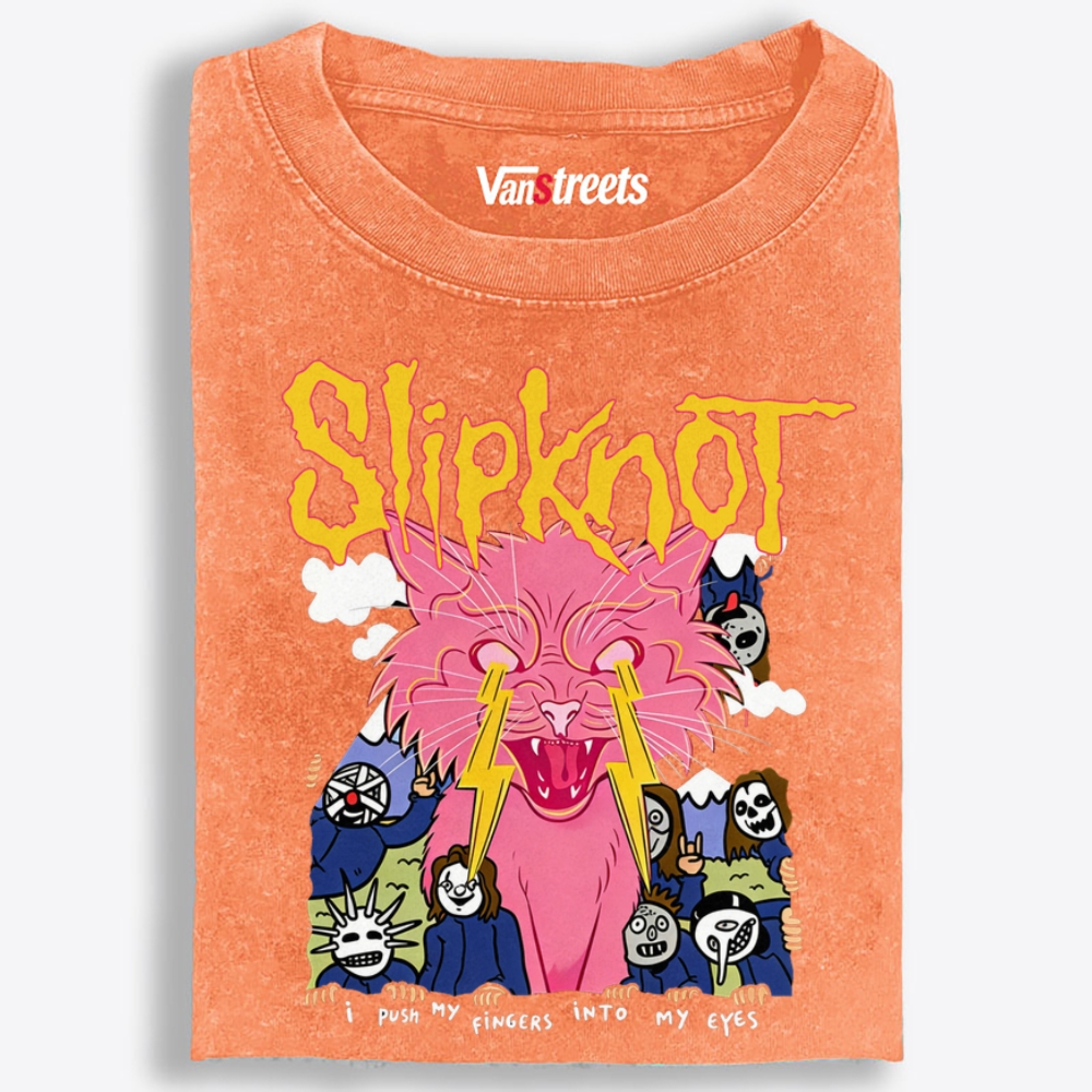 Slipknot Lightning Cat Parody Retro Washed T-Shirt | 100% Cotton | Streetwear Essential